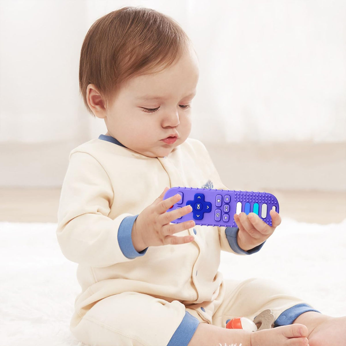 2Pcs Silicone Teething Toys - Black Khaki&Purple - image 3