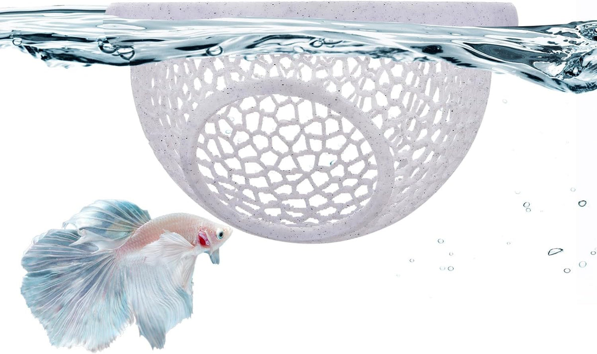 Floating Betta Hide & Shrimp Cave, 3D Printed Aquarium Decor - Grey