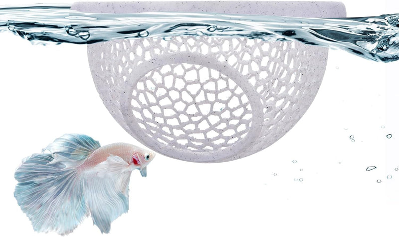Floating Betta Hide & Shrimp Cave, 3D Printed Aquarium Decor - Grey