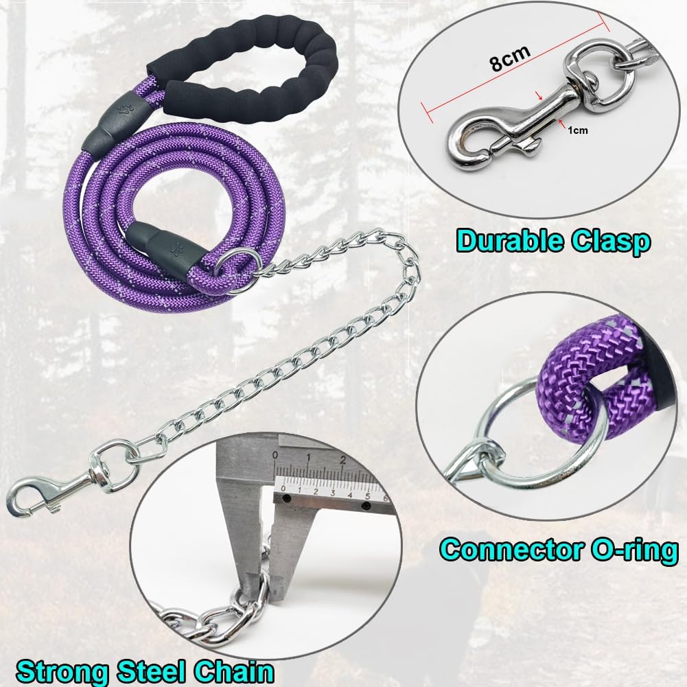 BTINESFUL 6FT Chewproof Dog Leash - purple - image 4