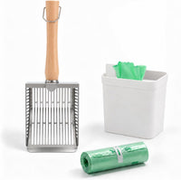 Cactus Cat Litter Scoop with Holder, 2 Replaceable Shovels - White / Full Face Fine Sifting (3.8mm)