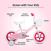 JOYSTAR 10" 12" 14" 16" Kids Bike for Boys and Girls Ages 1-7Y – Fun for Kids & Family - Pink / 12 Inch with Training Wheels - image 2