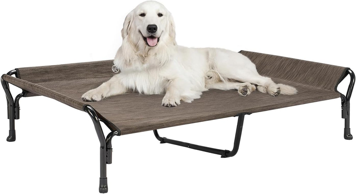 Veehoo Cooling Elevated Dog Bed - Brown / 50.5"L x 33.5"W x 12.0"Th