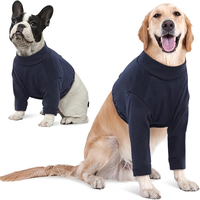IDOMIK Dog Recovery Suit, Dog Surgery Recovery Suit Front Legs, Comfy Joint Leg Sleeves After Surgery, Elbow Braces Protector for Leg Injuries & Joint Pain, Cone Collar Alternatives,Navy,S