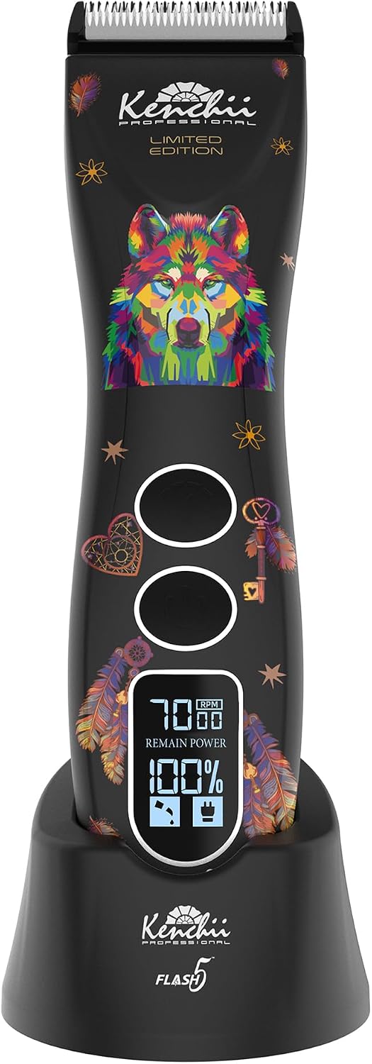 Kenchii Flash 5 Dog Grooming Clipper, Wolf Edition Black - Black