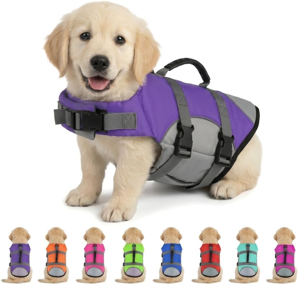Mklhgty Hawaiian Dog Life Jacket - Purple / X-Small