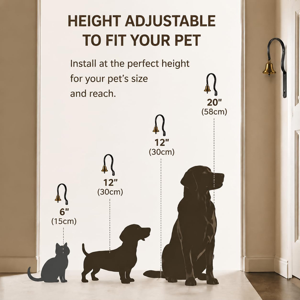 GoldTiger Fixed Metal Dog Doorbell for Potty Training - Black - image 4