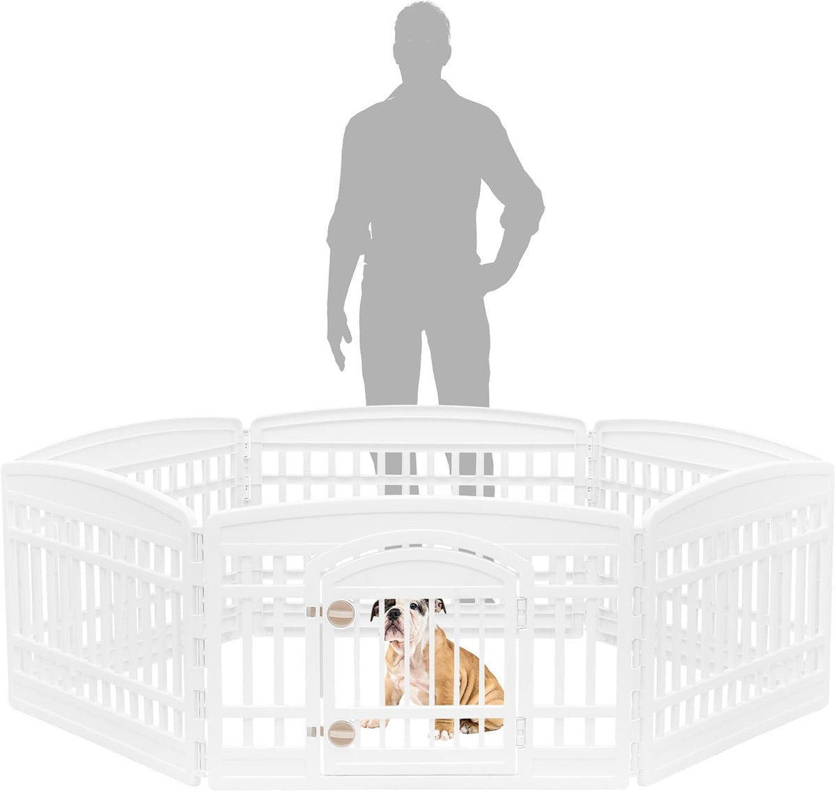 IRIS USA 4-Panel Dog Playpen, Pet Enclosure - 6 Panel - 24" H / White - image 4