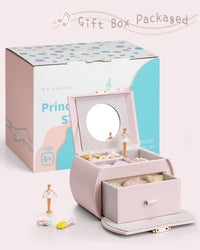 VLANDO 2 Layer Girls Musical Jewelry Box with Ballerina and Large - B.Light Pink - image 4