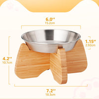 Raised Stainless Steel Cat Bowl with Bamboo Stand – Essentials for Cats - 2 PACK - image 3