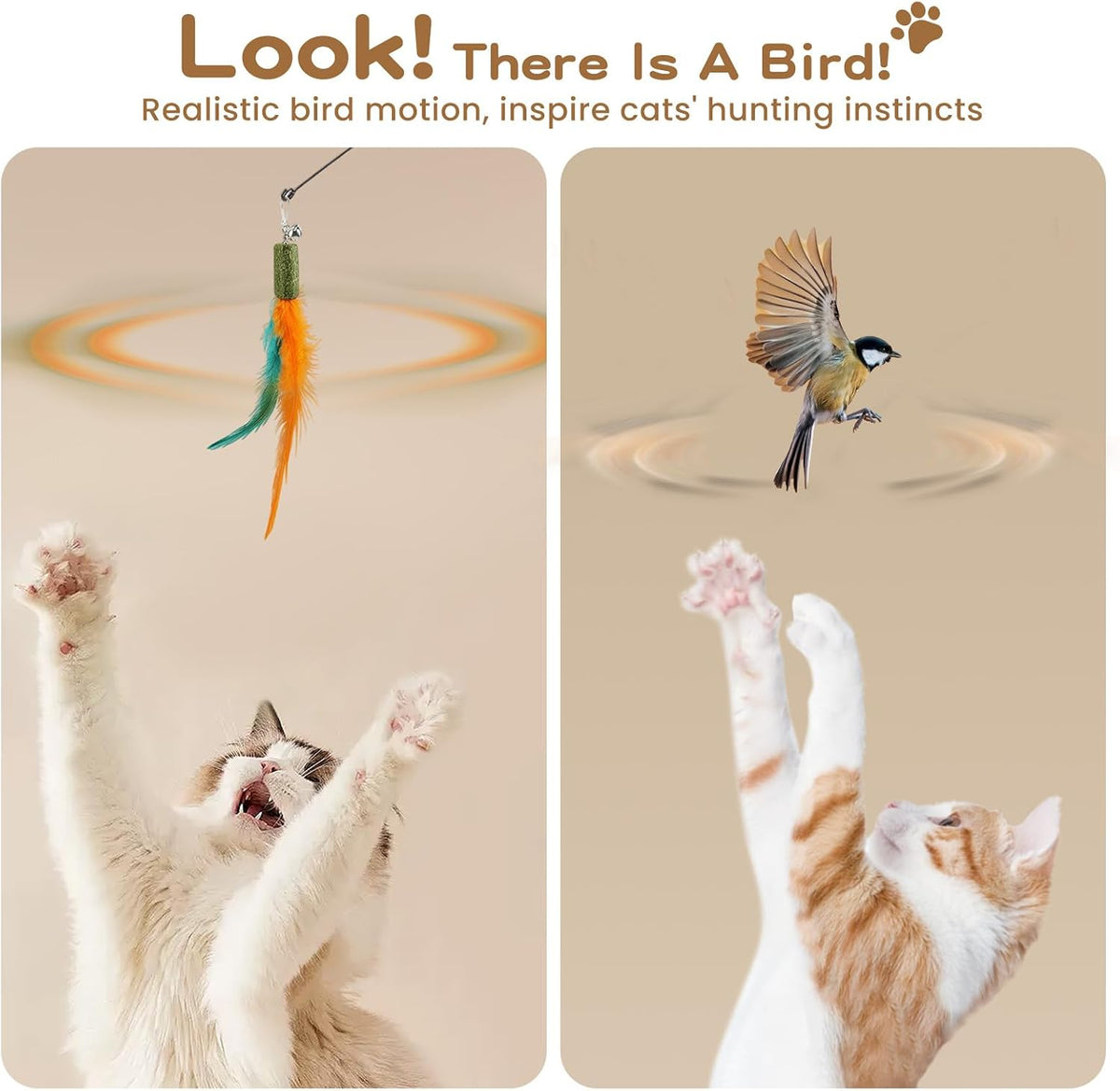 Pawaboo Cat Feather Wand Interactive Toy - Z-Brightly Colored - image 4