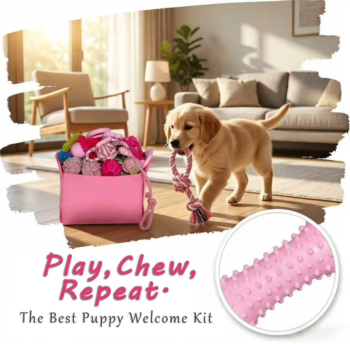20 Pack Luxury Puppy Teething Chew Toys for Small Dogs and Puppies – Essentials for Dogs - Pink - image 3