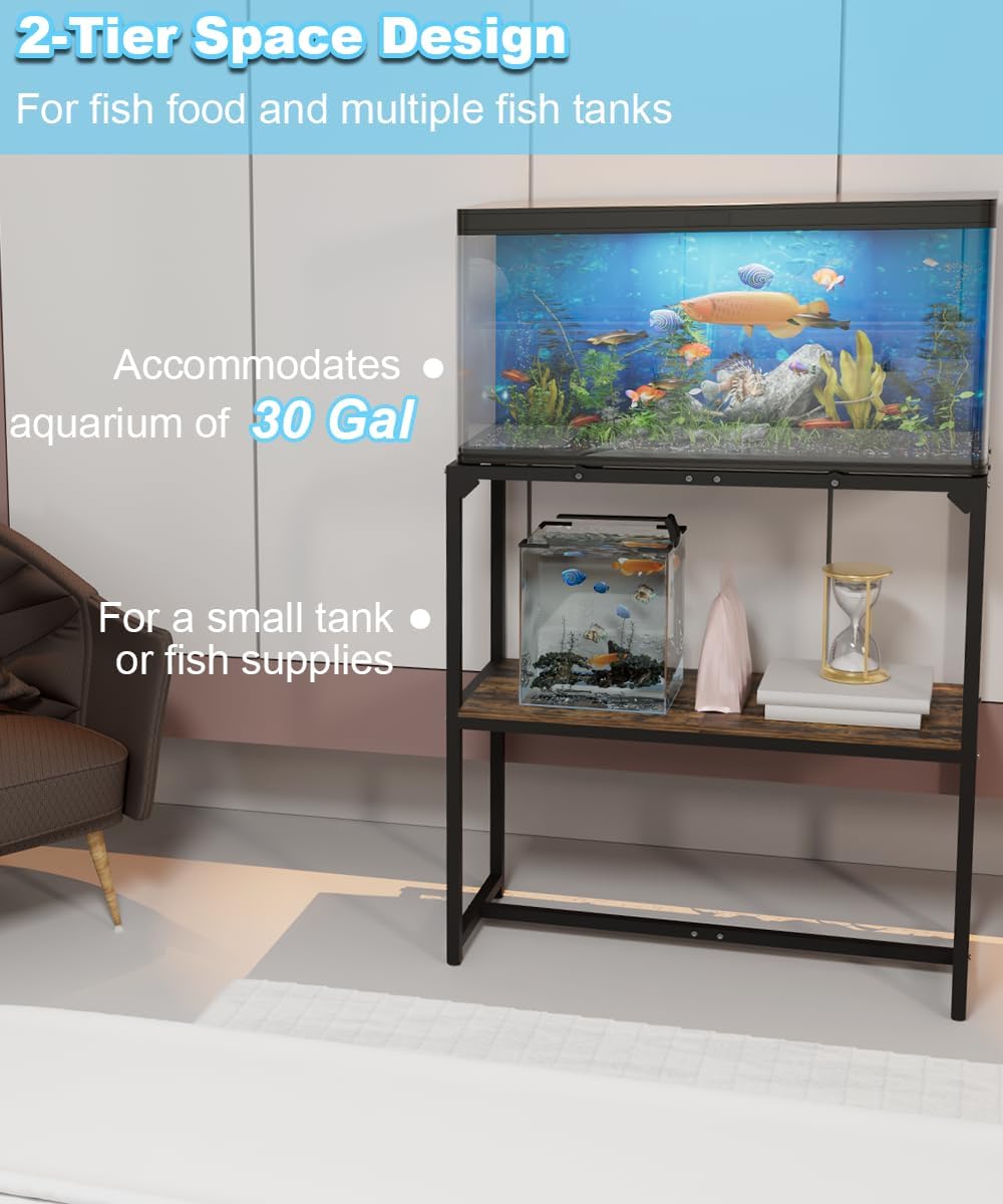 Mondazie 20-30 Gallon Fish Tank Stand, 30" L x 12" W x 32.2" H - 30 Gal Black - image 4