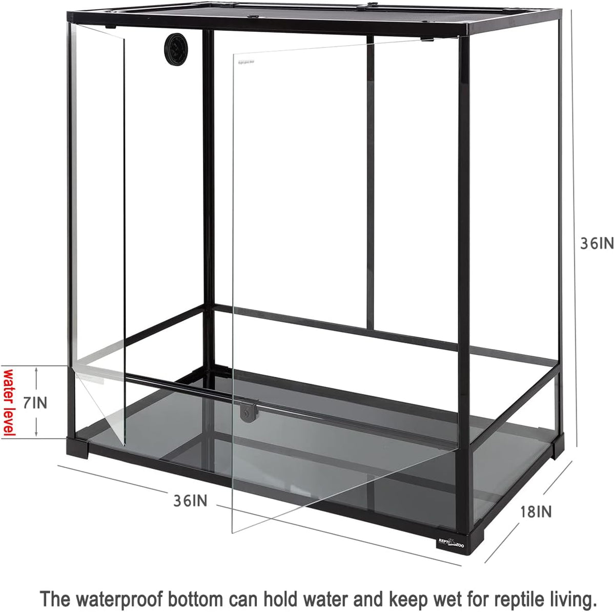 REPTI ZOO 50 Gallon Reptile Glass Tank Terrarium 2 in 1 Side Meshes - 36" x 18" x 36" (Glass) - image 3
