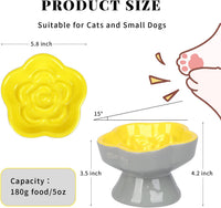 S&Q's CERAMICS Raised Slow Feeder Cat Bowl - 5.8" / Yellow - image 2