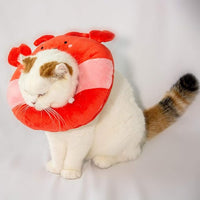 Adjustable Cat Recovery Collar Soft,Cute Pet E-Collar Neck Cone After Surgery Wound Healing Protective Cone Fit for Kitties, Small Dogs(ELC05-lobster-m)