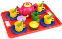 FLORMOON 18 piece toy tea set for kids with teapot, cups, saucers and plates in 6 colors - view 4