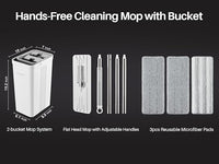 JOYMOOP Mop and Bucket with Wringer Set for Home, Flat Mop and Bucket System, Mops for Floor Cleaning and Wall Cleaner, with 3 Reusable Microfiber Mop Pads