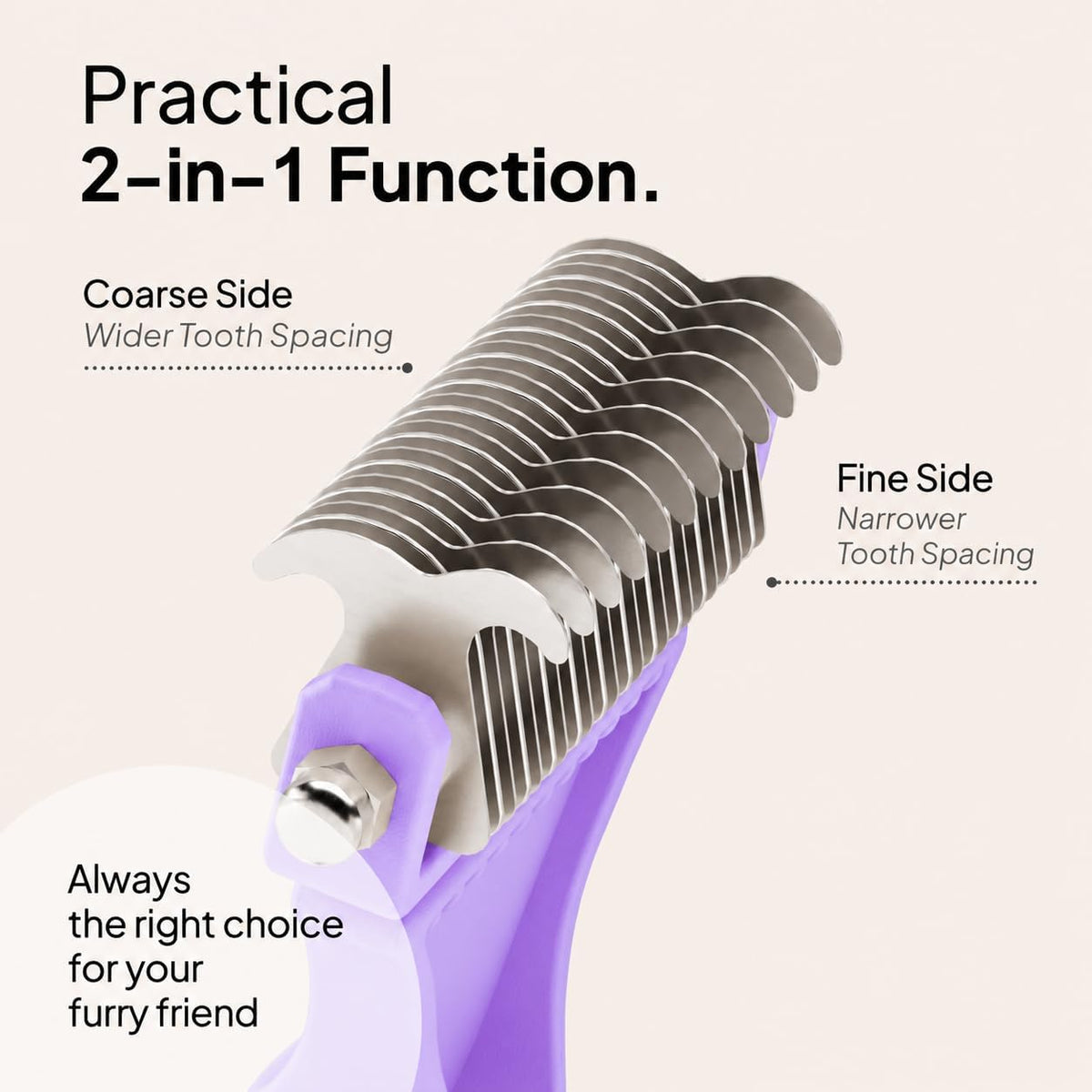 Pretty Paw Cat Brush for Indoor Cats & Long Hair with Gentle Massage - Purple - image 3