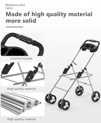 Pet Stroller with 4 Wheels for Small/Medium Pets,Travel Foldable Detachable Carrier for Dog Cat Cage Jogger Stroller, Rear Wheel Breaks, Storage Basket, Visible Mesh Weather Cover (Navy Blue)
