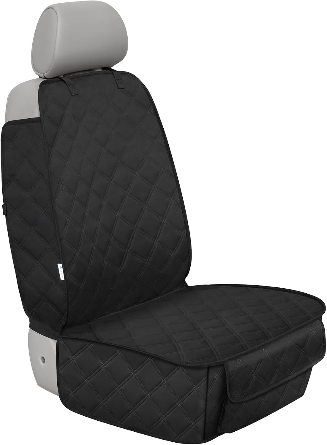 Front Seat Cover for Dogs with Side Flaps - 1_Pack / Black