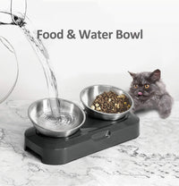 AYADA Raised Cat Food Bowl Stainless Steel 15 Degree Tilt – Essentials for Cats - Double - image 4