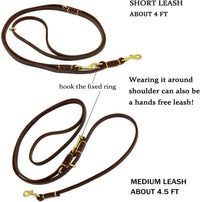 Multi Function 8ft Leather Dog Leash - Brown / 8ft*3/8inch - image 3