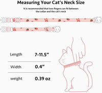 2 Pack Cotton Cat Collar Pink Strawberrie White Heart Cute Kitten - Pink&White - image 3