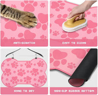 Dog Food Mats for Floors Waterproof - Dark Pink / 23.6"L x 15.7"W - image 2