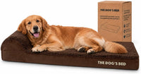 The Dog’s Bed Orthopedic Memory Foam Dog Bed with Headrest XL 6-Inch – Essentials for Dogs - Brown Plush / XL (46"L x 28"W x 4"Th)