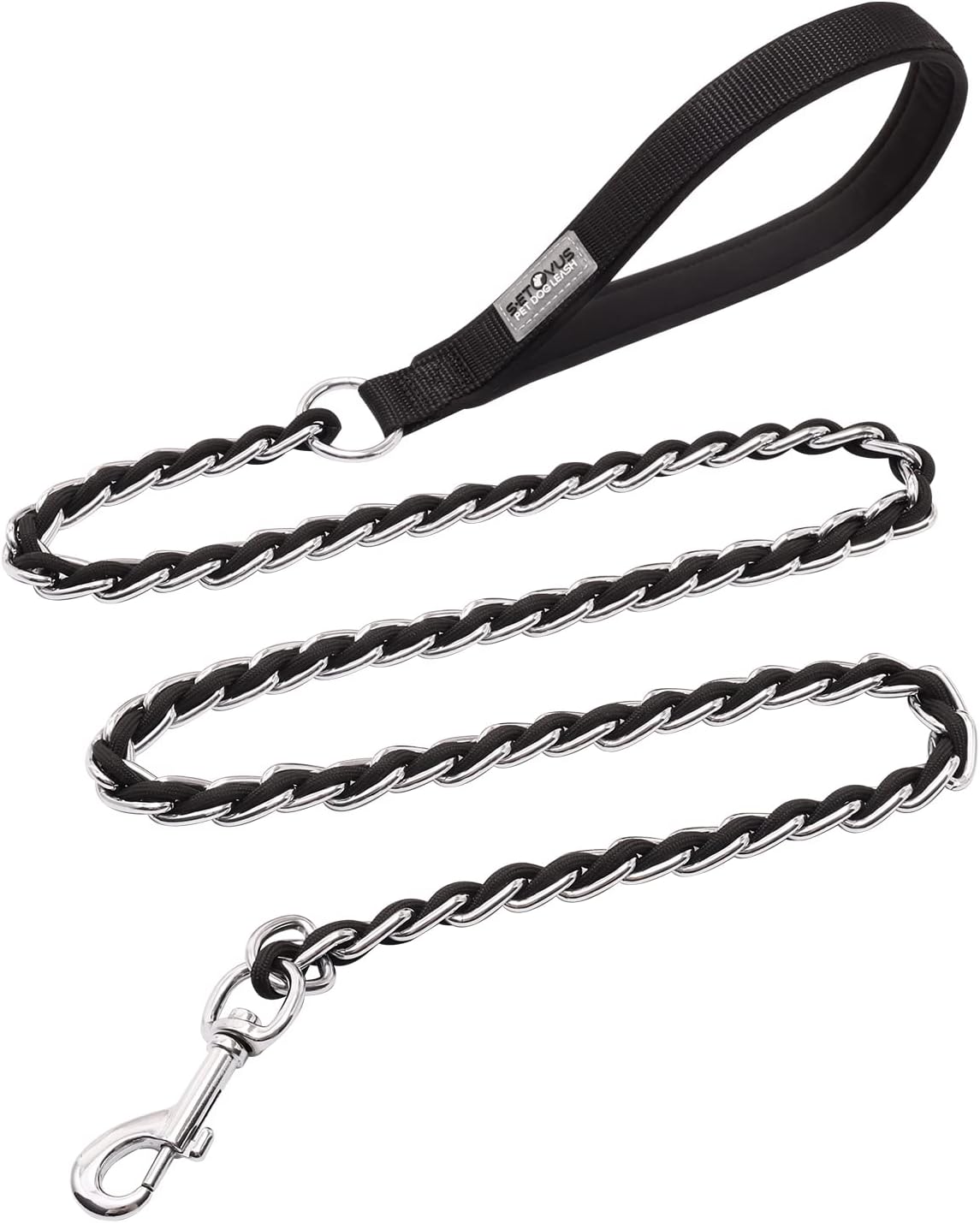 Chain Dog Leash, Bite-Proof Metal Leash - Black / 4FT(30-80lb)