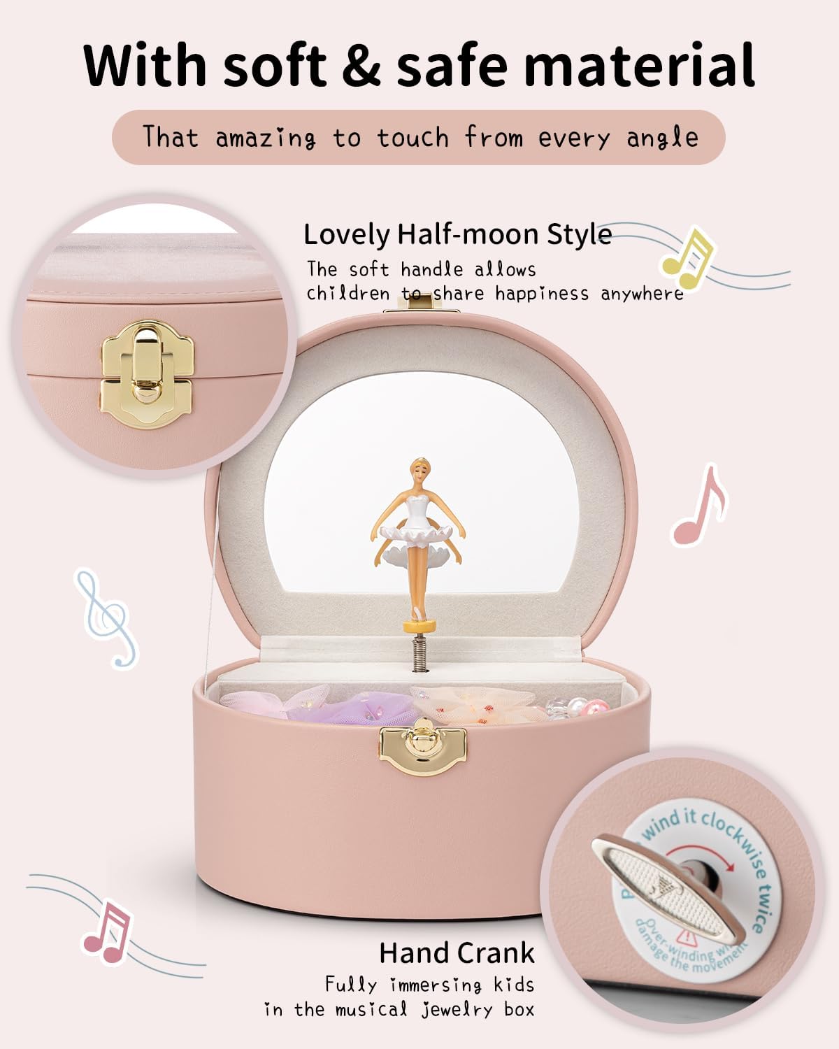 VLANDO Musical Jewelry Box for Girls - D.Pink - image 4