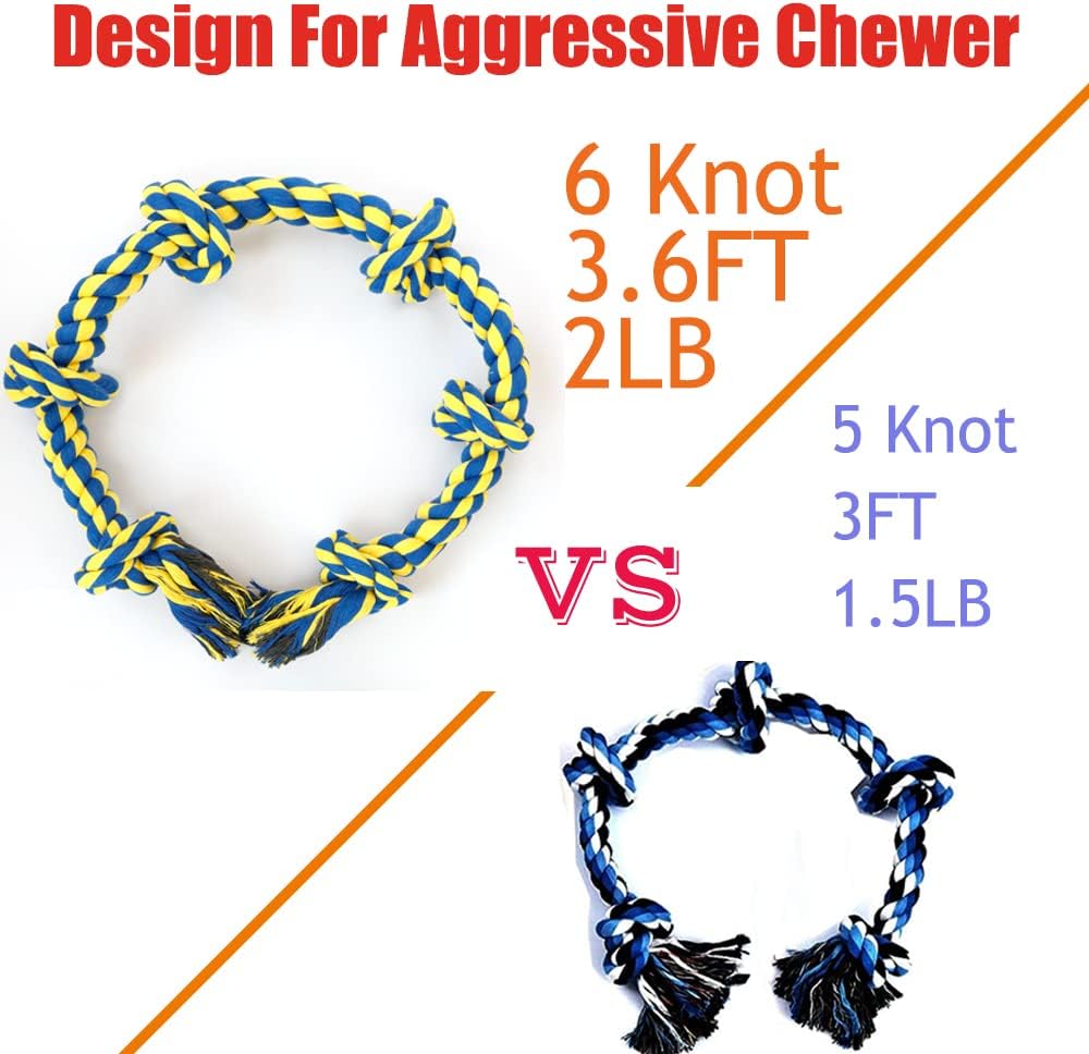 Extra Large Dog Rope Toys for Aggressive Chewers, Tug of War - 6knothandle - image 2