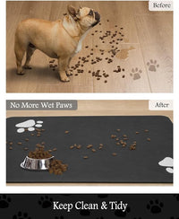 Pet Feeding Mat-Absorbent Dog Mat for Food and Water Bowl-No Stains Quick Dry Water Dispenser Mat-Dog Accessories Pet Supplies-Bowl for Messy Drinkers（Black,16"x24"