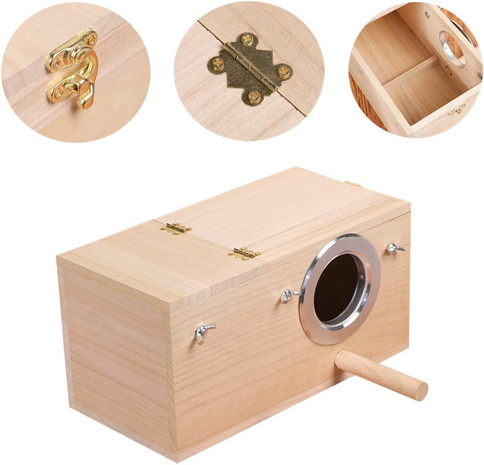 YJJKJ Wood Parakeet Nest Box with Natural Nesting Pads - Large - image 2