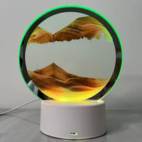 rysnwsu Moving Sand Art Picture Round Glass 3D Deep Sea Sandscape - Orange / Button-Control