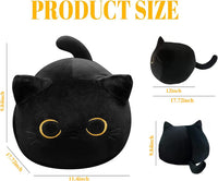 CHNBF soft black cat plush toy pillow stuffed animal with a round face - view 2