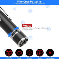 Cat Toys, USB Rechargeable Interactive Cat Mouse Toys, 3 Light Modes & 5 Adjustable Patterns, Portable Kitten Toy for Indoor Cats & Dogs, Training & Exercise Fun