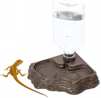 Lizard Bearded Dragon Water Bowl Dish Automatic Dispenser - Brown