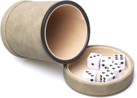 Leatherette Dice Cup with Lid Includes 6 Dices - Suede Brown