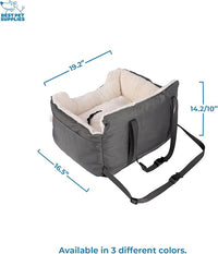 Best Pet Supplies Dog Pet Booster Seat, Dog Car Seats for Small Dogs & Medium Dogs, Soft Plush Cushion with Comfortable Bedding, Secure Straps, and Tall Pillow, Gray