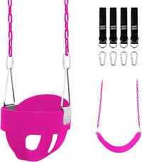 Perantlb toddler swing set with high back bucket seat and swing seat hanging from a tree - view 2