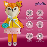 Qollorette felt sewing kit for kids with a handmade kitty stuffed toy and outfits - view 9