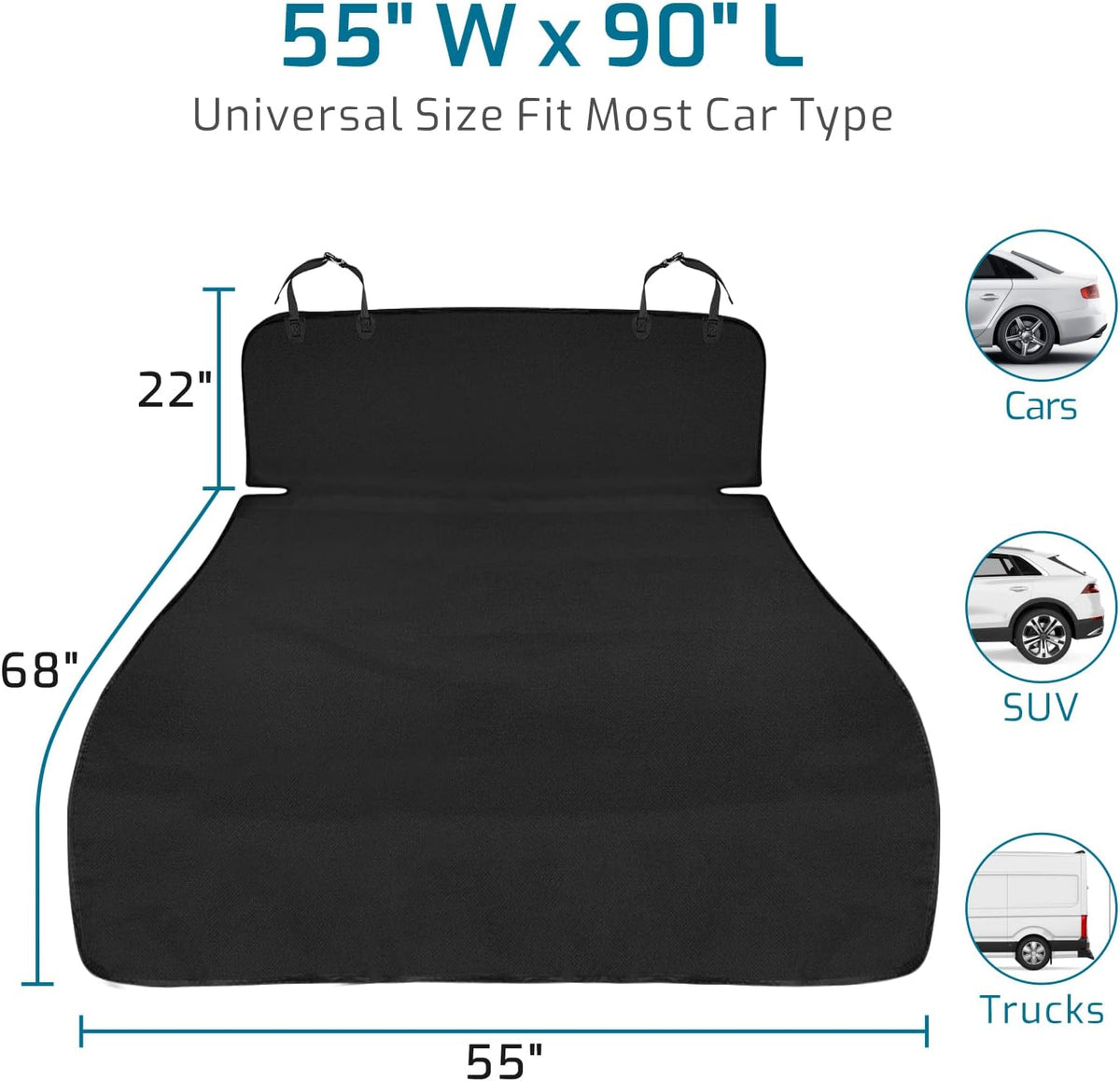 SUV Cargo Liner for Dogs - Trunk Cover with Side Walls for Compact SUV – Essentials for Dogs - Black, No Side Flaps / Large (No Flaps) 90" - image 2