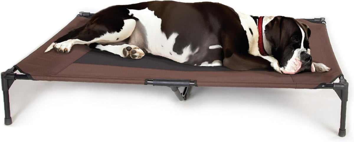 K&H Outdoor Elevated Dog Bed for Small & Medium Pets, Tan - Chocolate/Black Mesh / Jumbo 56"L x 38"W
