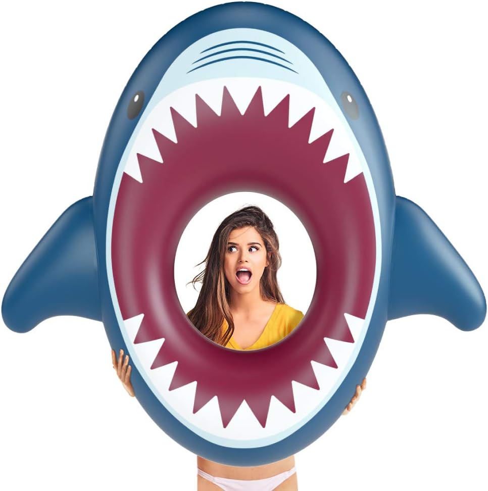 Jasonwell Inflatable Shark Pool Float Shark Floaties Water Fun Summer - image 4