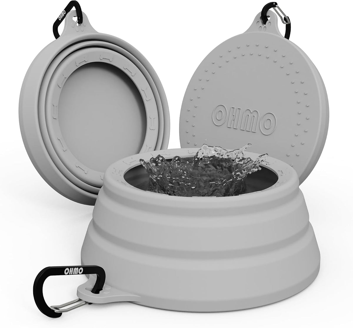 OHMO Spill Proof Collapsible Dog Bowl - 24oz / Ash