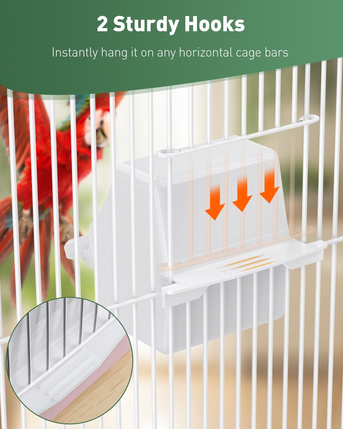 Pawfly 2 Pcs Bird Feeder, Hanging Plastic Water Dispenser with Hooks, Food Bowl for Small Parakeet - 2 PC - image 3