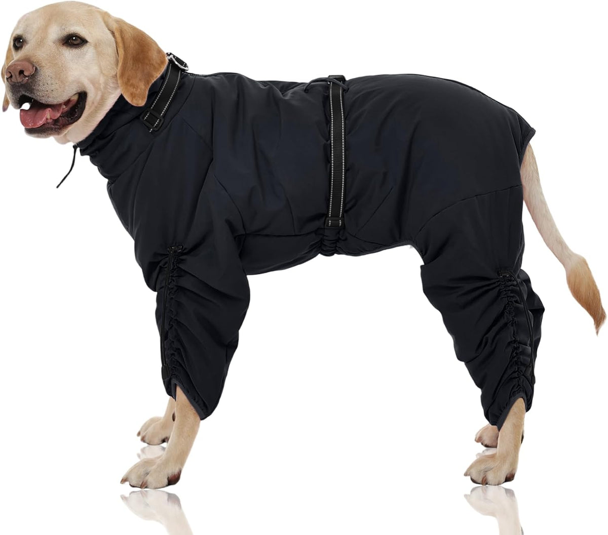 Full Body Dog Coat,Warm Dog Fleece Jackets with Harness Built in Windproof Dogs Snowsuit Zip up Pet - Black / XXX-Large
