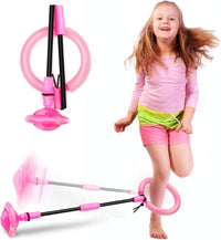 Hewog Skip Ball, Portable Foldable Colorful Flash Wheel Swing Ball, Kids Toys for Girls & Boys - Pink